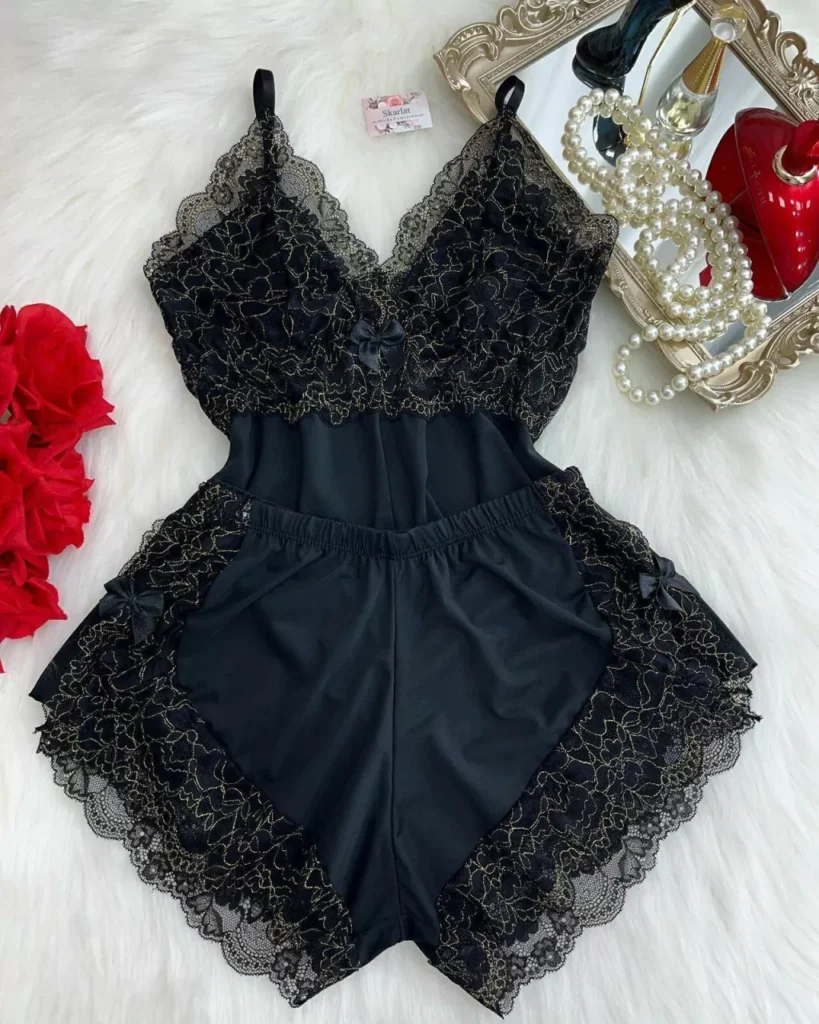 BABY DOLL FIOS DE OURO - PRETO