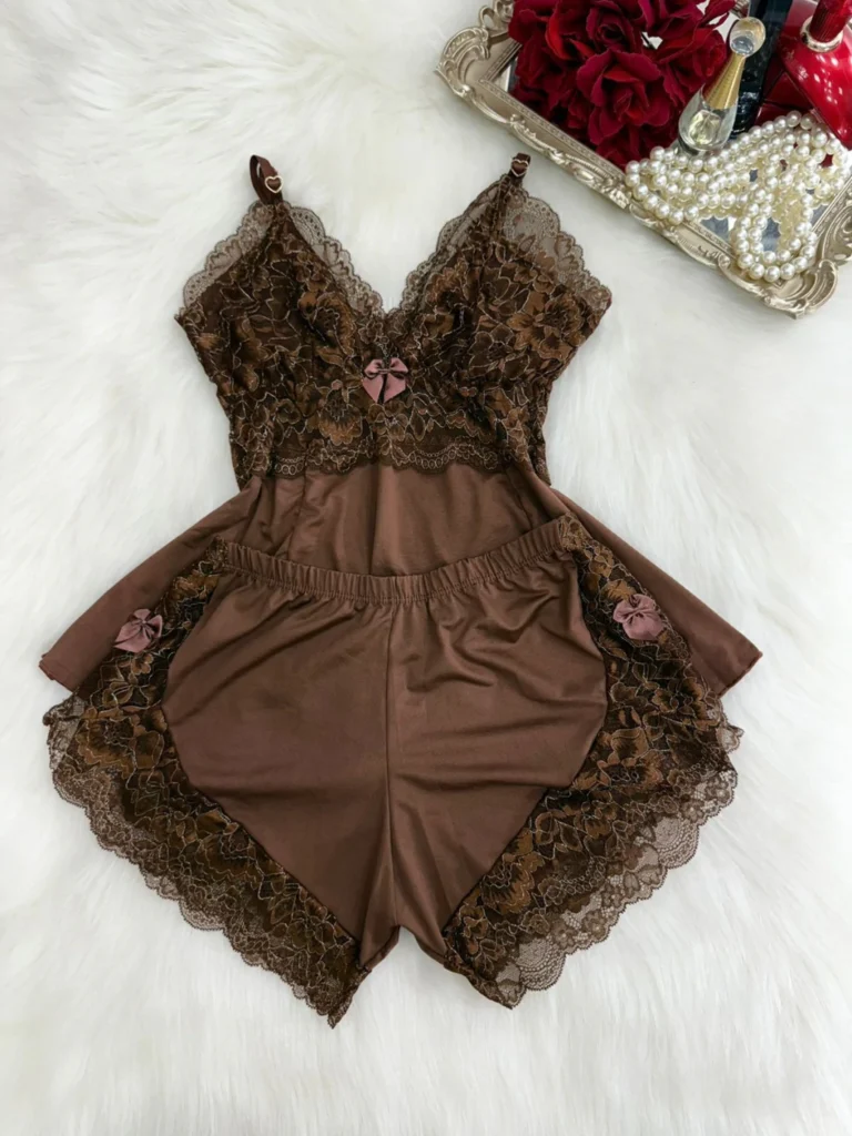 BABY DOLL FIOS DE PRATA - MARROM